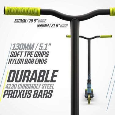 Дитячий трюковий самокат BERG Proxus X1 - для скейтпарку та вулиці | Алюмінієва дека 500 мм, колеса 110 мм, підшипники ABEC 9, IHC компресія, блакитний