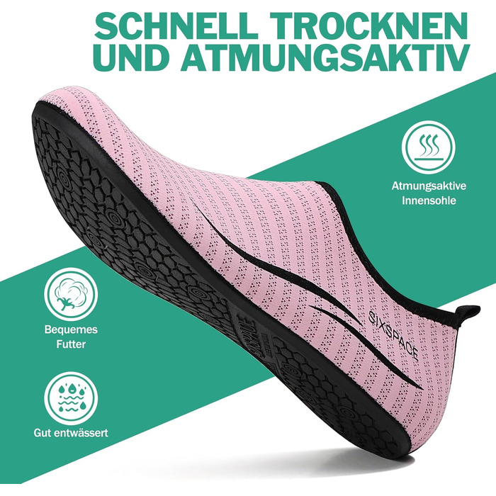 Зручні аквашузи для плавання та відпочинку на пляжі (унісекс), розмір 34-47, колір рожевий