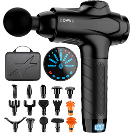 Масажний пістолет Massage Gun H1-Black2, електричний, 15 насадок, глибокий масаж м'язів спини, шиї, плечей