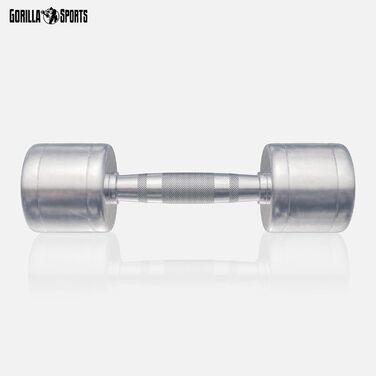 Гантелі GORILLA SPORTS 2-30 кг, хромована сталь, рифлені, антиковзкі, набір з підставкою або без, круглі короткі гантелі для фітнесу
