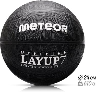 М'яч для баскетболу Meteor Layup Kinder Mini розмір 7 (чорний) - ідеальний для дітей 4-8 років, для тренувань