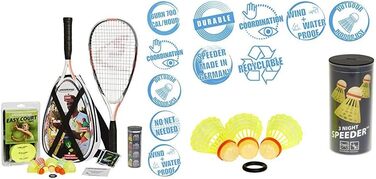 Набір для кросмінтону Speedminton S900: карбонові ракетки, 5 воланів, ігрове поле, сумка, світлові м'ячі