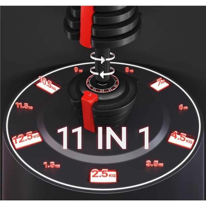 Регульована штанга Yaheetech 12/16-в-1: короткі гантелі 1,5-18 кг / 3-24 кг / 2-40 кг. Швидке налаштування ваги. Гантелі для дому та фітнес-залу. Регульована - 12,5 кг (одиничний екземпляр)