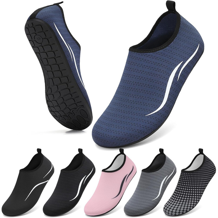 Чоботи для плавання та водних видів спорту: дихаючі, швидковисихаючі, унісекс (45 EU, блакитні лінії)