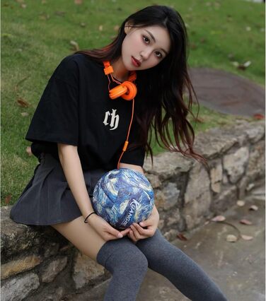 Волейбольний м'яч Kuangmi Weicher, розмір 5, для занять у приміщенні та на вулиці, тренування, пляжний волейбол, підходить для початківців, підлітків та дорослих (Van Gogh)