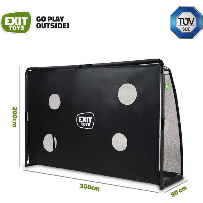 Дитячі футбольні ворота EXIT Toys Finta 300x200 см, сталеві, для тренувань у саду, з анкерною системою, чорні