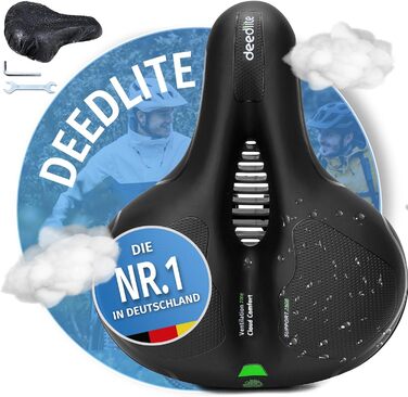 Велосипедне сідло Cloud Comfort Pro Max — зручне м'яке сидіння з пам'яттю форми, червоний світловідбивач, амортизація, для міських і гірських велосипедів