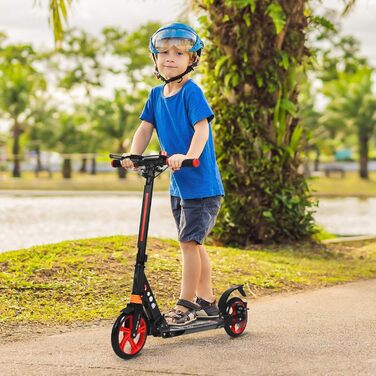 Скутер DREAMADE з алюмінію з колесами 200 мм PU, міський ролер з подвійною підвіскою та ременем, складаний та регульований за висотою для дорослих, підлітків та дітей від 8 років, чорний