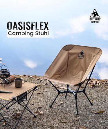 Складаний кемпінговий стілець OneTigris OASISFLEX ultralight до 150 кг з двома бічними кишенями для походів та відпочинку на природі, Койот (Коричневий)