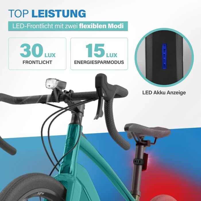 Велосипедний ліхтар FISCHER Twin Set: 360° підсвічування, LED, 30 Lux, USB-C, акумуляторний, для передньої та задньої частини велосипеда