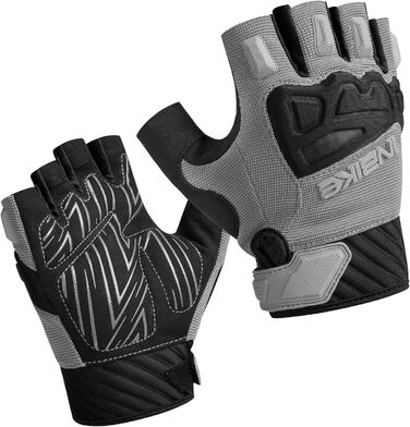 Рукавички INBIKE напівпальцеві гнучкі для велоспорту, крос-кантрі, фітнесу, тренувань та скелелазіння з захисними вставками TPR та SCR, H010, зелені (сірі, M)