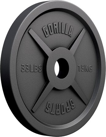 Олімпійські диски для штанги GORILLA SPORTS, чавунні, 1,25–30 кг, 50 мм, набір/окремо