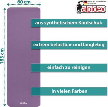 Йога мат ALPIDEX 183x60x0.8 см - нетоксична фітнес килимок з E-book, ремінком, протиковзким покриттям для гімнастики, йоги, пілатесу, фітнесу, HIIT, реабілітації (Рожевий)