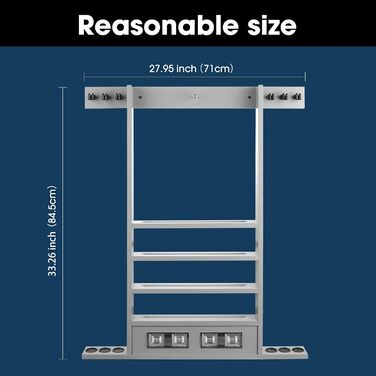Стенд для більярдних кийків 2-в-1 з лічильником очок, на 6 кийків, повний комплект м'ячів та аксесуарів, з дерева та гуми, сірий, білий
