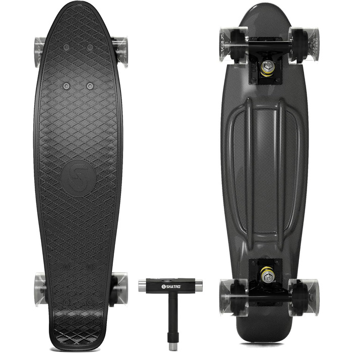 Скейтборд Skatro Mini-Cruiser 22 дюйми, пластиковий, ретро-стиль, Grey Thunderstorm