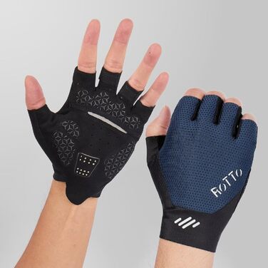 ROTTO Велосипедні рукавички напівпальці, з підкладкою, для шосе, гірського велосипеда, їзди, унісекс (Морська синя, M)