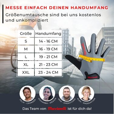 Велосипедні рукавички MACCIAVEI для чоловіків та жінок - MTB рукавички - унісекс, сенсорні, mountainbike, сірі (S)