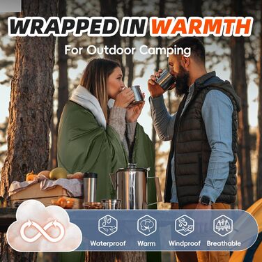 Сплячі мішки MEREZA XL для чоловіків та жінок. Великі, широкі, для кемпінгу. Теплі, з компресійним мішком, для холодної та теплої погоди.