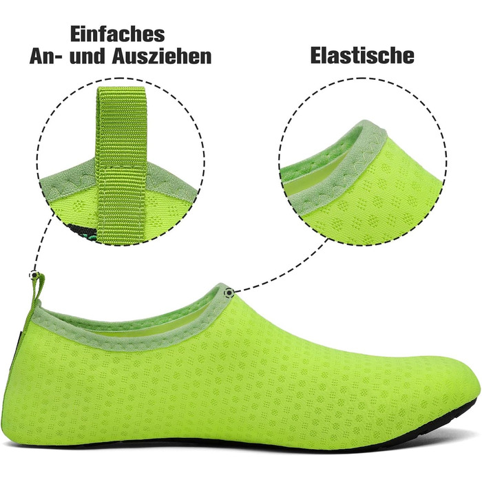 Чоботи для плавання SAGUARO: чоловічі та жіночі, водонепроникні, для пляжу, серфінгу, дайвінгу, неопренові, швидко сохнуть, розміри EU 36-47 (зелений, жовтий)