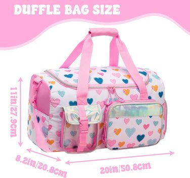 Дитяча спортивна сумка HTGROCE з відділенням для взуття, біла з серцем