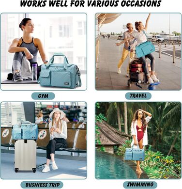 Спортивна сумка для жінок та чоловіків з відділенням для взуття та мокрих речей, водонепроникна сумка для подорожей, йоги, плавання та залу (Колір: Teal)