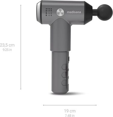 Масажний пістолет Medisana MG 500 Pro з 4 насадками та 3 режимами вібрації для спини, плечей, грудей, з чохлом, потужний