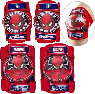 Дитячий комплект захисту Spider-Man: наколінники, налокітники, велорукавички, з іменем, для дітей 4-12 років, alles-meine.de GmbH
