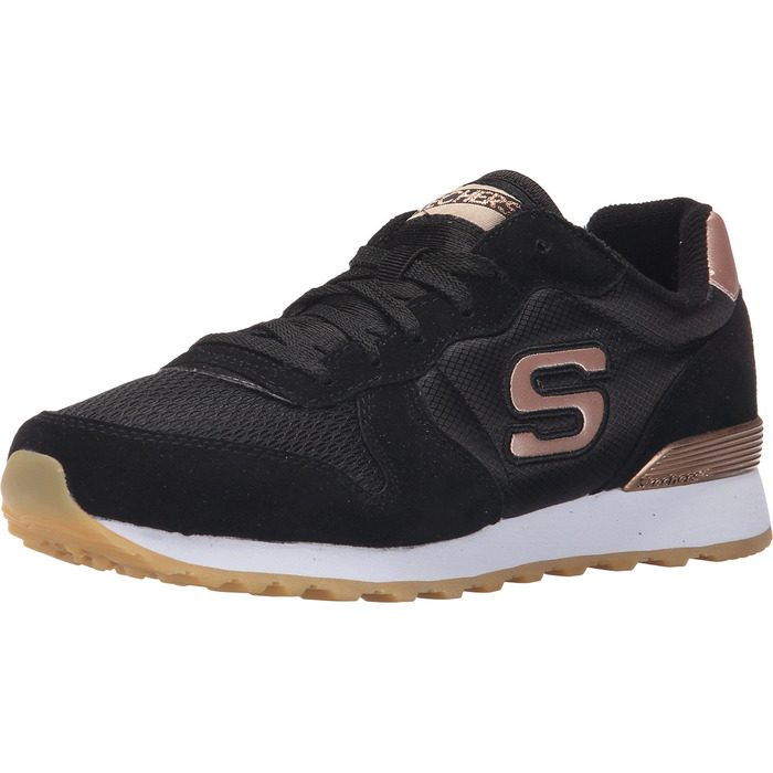 Кросівки жіночі Skechers OG 85 Goldn Gurl чорні замша/нейлон/сітка з золотистою окантовкою (37.5 EU)