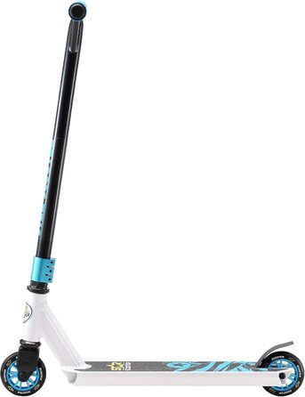 Трюковий самокат STAR SCOOTER для дітей від 7 років і дорослих, до 100 кг, 100 мм, алюмінієвий, біло-синій, для початківців