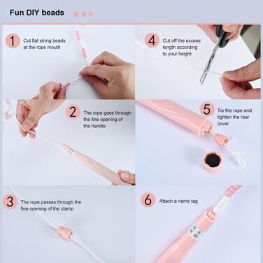 Скакалка Alomejor з м'яких намистин, регульована довжина, для дітей та дорослих, рожева, фітнес