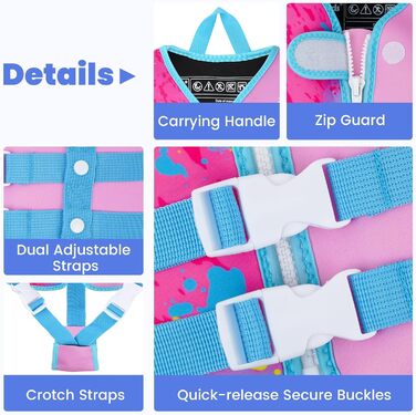 Дитяча жилет-плавучка для купання Gogokids Neopren, рожевий, S (13-30 кг)
