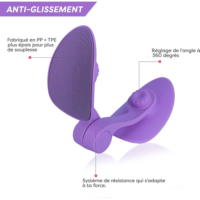 Гімнастичний тренажер Hyptonix для стегон та сідниць з еластичними гумками та сумкою – фітнес аксесуар для жінок, після пологів та реабілітації промежини, фіолетовий