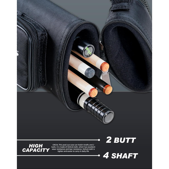 Кейс для більярду CRICAL, 2 x 2 жорсткі чохли для снукеру, з штучної шкіри/оксфордського канвасу (чорний)