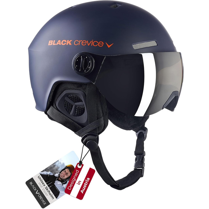 Шолом гірськолижний BLACK CREVICE Gstaad з візором (пілотський стиль) | Полікарбонат, дихаючий, регульований | для чоловіків та жінок
