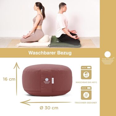 Подушка для медитації та йоги Inner Peace кругла, з органічної бавовни та лушпиння гречки, знімний чохол, фіолетова