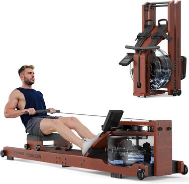 Гребний тренажер YOSUDA 2025 Neu Wasser - складаний, з Bluetooth, дисплеєм та регульованим тримачем для телефону. Максимальна висота користувача 190 см, вага 182 кг. Ідеально для домашніх тренувань.