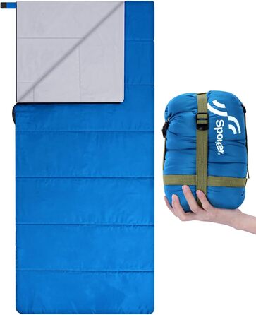 Сплячий мішок літній Sportneer 190x85 см: легкий, водонепроникний, для кемпінгу, походів, подорожей (блакитний)