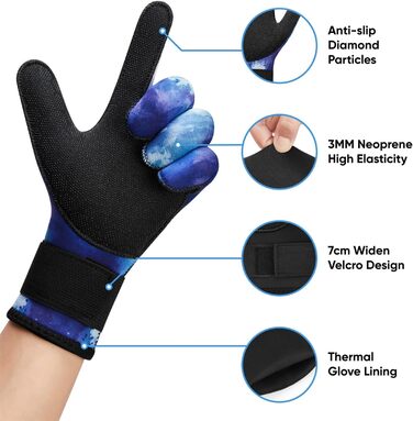 Рукавички для плавання та дайвінгу з неопрену Goosehi, 3 мм, для чоловіків та жінок, з посиленими гумовими вставками, гнучкі терморукавички для дайвінгу, снорклінгу, серфінгу, каякінгу (Морська синя, L)