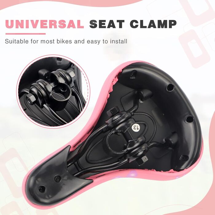 Дитячий велосипедний сидіння – м'яке та водонепроникне, з антиковзким покриттям, широке, Dual Shock для 12, 14, 16, 18, 20 дюймових велосипедів (чорний/червоний, маленький, з квітом)