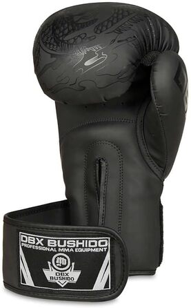 Боксерські рукавички DBX BUSHIDO Black Dragon 12oz для спарингів, кікбоксингу, бойових мистецтв, чорні