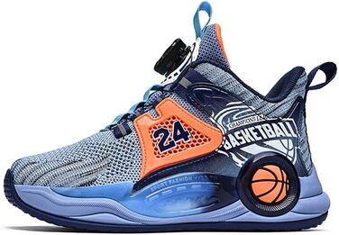 Дитячі баскетбольні кросівки Kinder: високо посадка, амортизація, легкі, антиковзкі, дихаючі, для активного відпочинку та спорту, унісекс (33 EU, синій 1715)