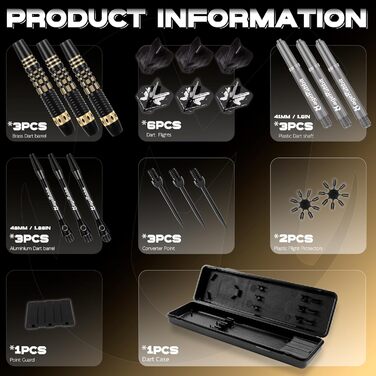 Дарти сталеві професійні 21г (3 шт.) з металевими наконечниками, алюмінієвими стеблами та пір'ями - набір для гри в дартс