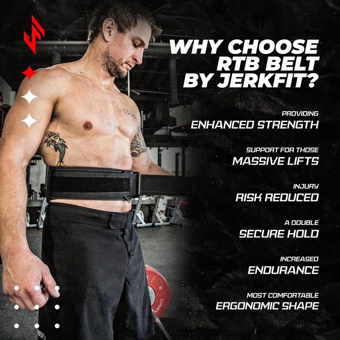 JerkFit RTB Неопреновий пояс для важкої атлетики – Пояс для чоловіків і жінок для пауерліфтингу, присідань, силових тренувань та бодібілдингу