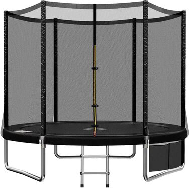 Трамплін для дітей TRIUMPHKEY Outdoor 183/228 см з сертифікацією GS TÜV, сітка, сходи та захисний борт – чорний