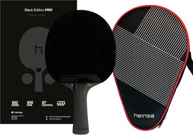 Тенісний стіл Heinsa Carbon з покриттям Mech-Tek Predator (2,1 мм), схвалений ITTF – обертання, швидкість та контроль (Black Edition Pro з сумкою)