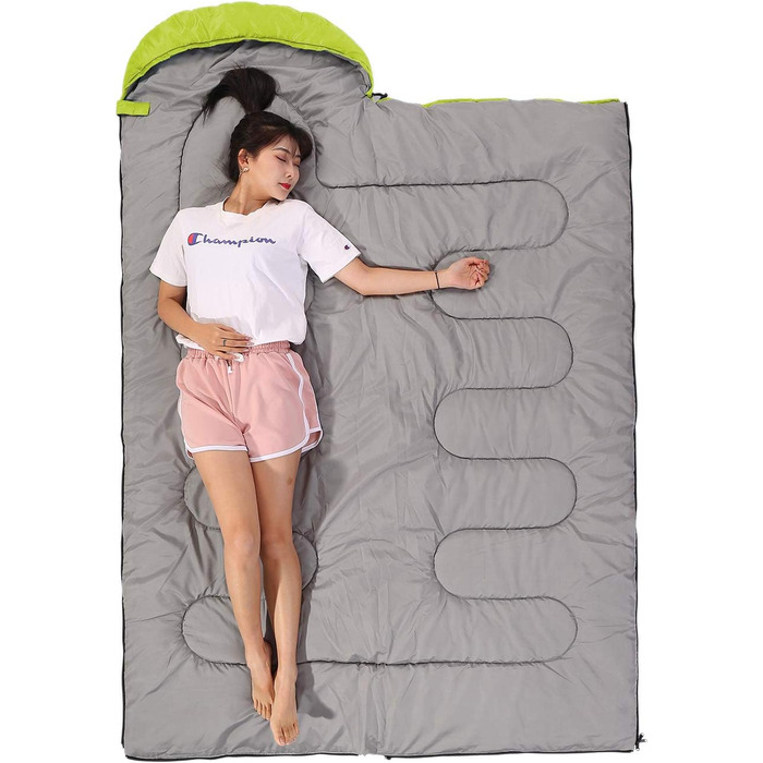 Сплячий мішок SWTMERRY для 3-4 сезонів (літо, весна, осінь, зима) – теплий та холодний клімат, легкий, для підлітків та дорослих, для походів, рюкзаків та кемпінгу. (Односпальний, Зелений)