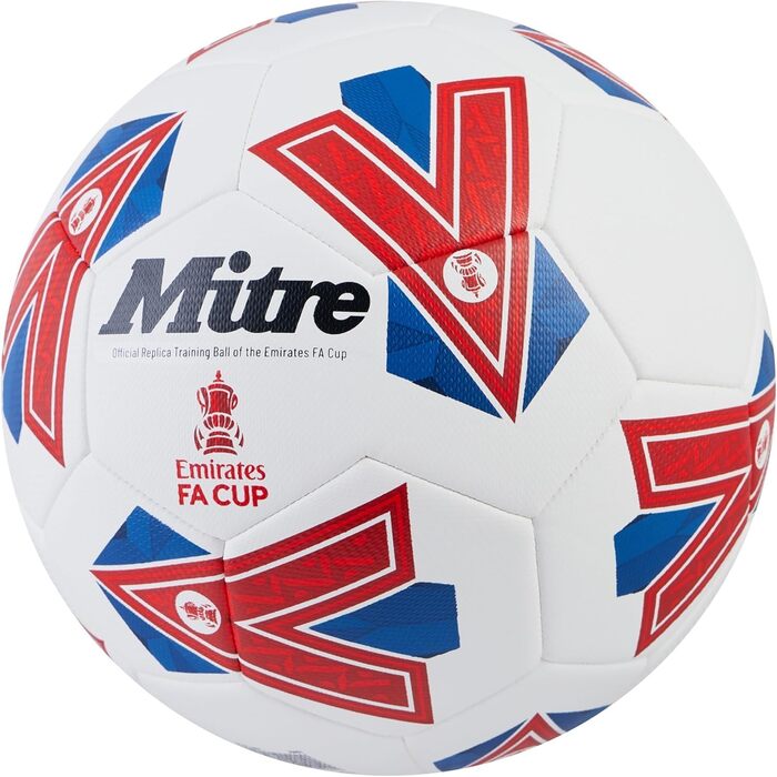 М'яч футбольний Mitre Training FA Cup - тренувальний, міцний, білий/синій/червоний
