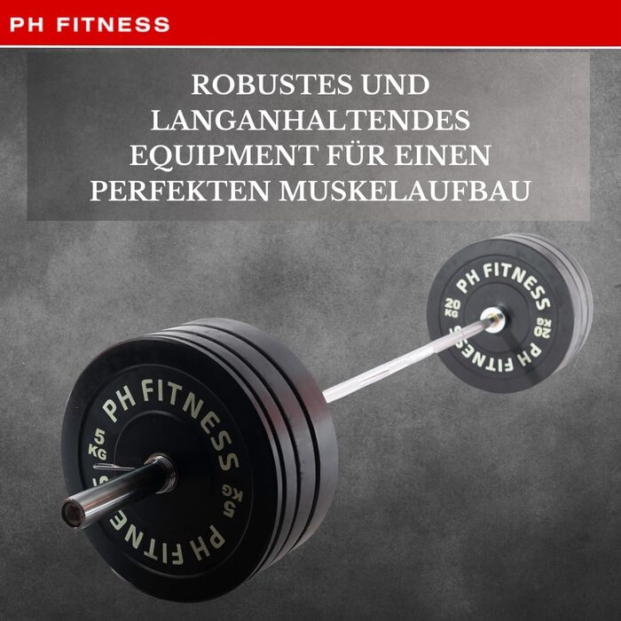 Олімпійські гумові диски PH Fitness 50 мм, чорні – комплект для штанги, для залу та дому, для важкої атлетики та силових тренувань