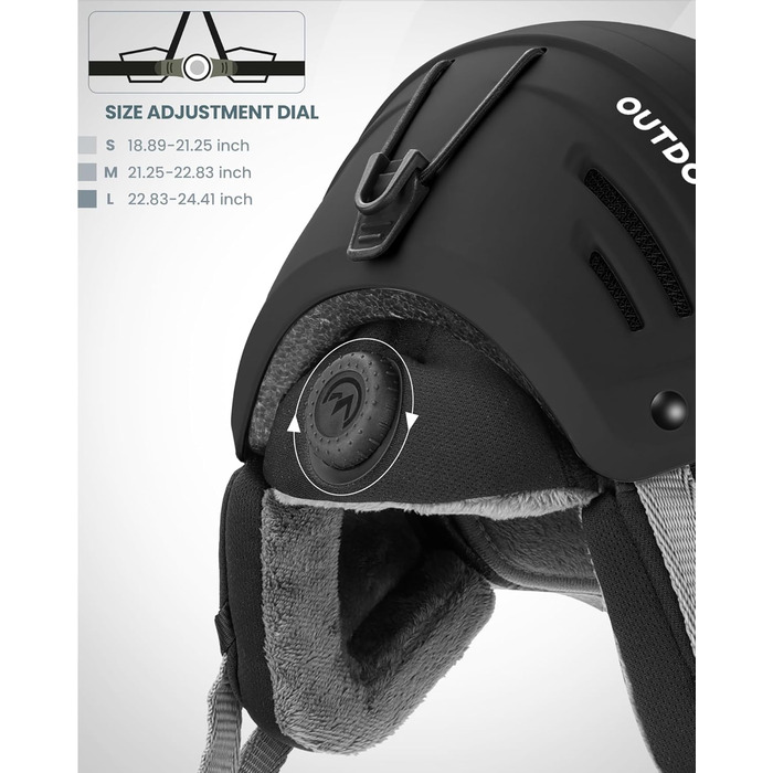 Шолом для сноубордингу та лижного спорту OutdoorMaster з маскою, захисний EPS-піна, 14 вентиляційних отворів, чорний, розмір M