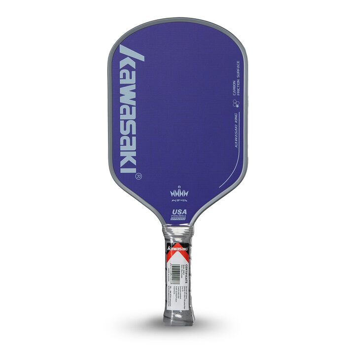 Рікетбол ракетка Kawasaki T700 з карбоновою поверхнею 14 мм, серцем з PP Honeycomb (CFS), схвалена USAPA, для змагань, з чохлом та обмотувальними стрічками (серія King 6) (фіолетова)